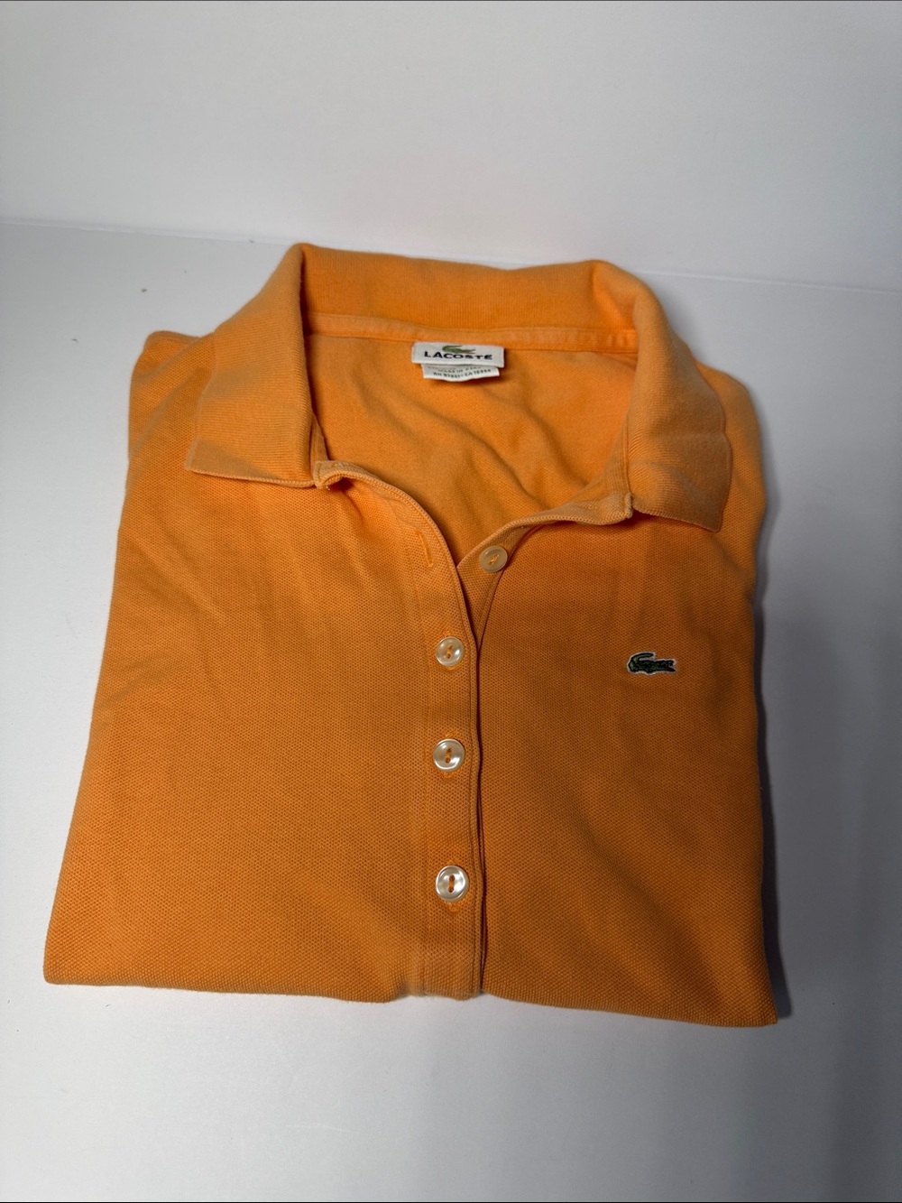Lacoste Women's Orange Button-Front Piqué Polo
